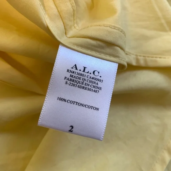 A.L.C. GEORGIA KNOTTED POPLIN SHIRT DRESS (Color: YELLOW, Size: 2) - Picture 9 of 10